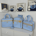 Bolsa Maternidade Feminino e Masculino Kit 2 Bolsas + Mochila + Trocador Rubi Azul Bebê - Imagem 2