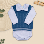 Conjunto Saida Maternidade Completa Recem Nascido Menino 7 peças Jeans - Imagem 3