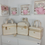 Bolsa Maternidade Feminino e Masculino Kit 2 Bolsas + Mochila + Trocador Rubi Creme - Imagem 4