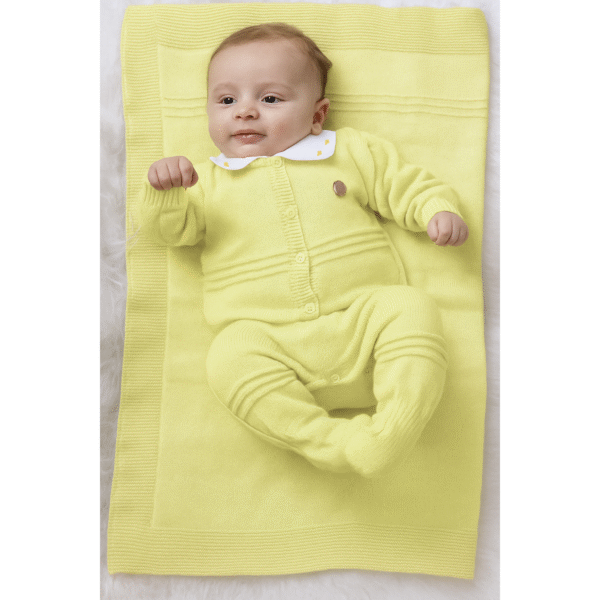 Kit Saida Maternidade Menino P Tricot 4 Peças 1 a 3 Meses Amarelo