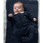 Kit Saida Maternidade Menino P Tricot 4 Peças 1 a 3 Meses Azul Marinho