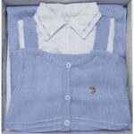 Kit Saida Maternidade Menino P Tricot 4 Peças 1 a 3 Meses Azul Celeste - Imagem 3