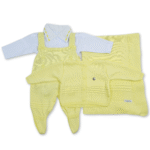 Kit Saida Maternidade Menino P Tricot 4 Peças 1 a 3 Meses Amarelo - Imagem 3