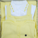 Kit Saida Maternidade Menino P Tricot 4 Peças 1 a 3 Meses Amarelo - Imagem 4