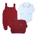Kit Saida Maternidade Menino P Tricot 4 Peças 1 a 3 Meses Vermelho - Imagem 5