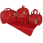 Kit Bolsa Maternidade com Mochila e Trocador 4 Peças Impermeável Mommy Vermelho - Imagem 2