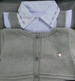 Kit Saida Maternidade Menino P Tricot 4 Peças 1 a 3 Meses Cinza - Imagem 3