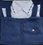 Kit Saida Maternidade Menino P Tricot 4 Peças 1 a 3 Meses Jeans - Imagem 4