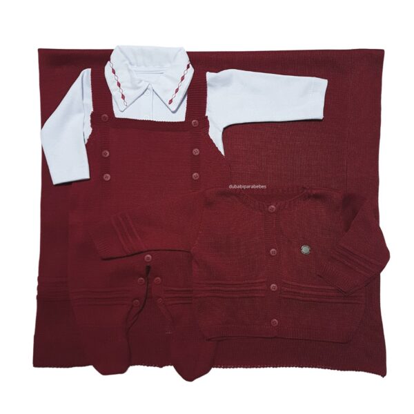 Kit Saida Maternidade Menino P Tricot 4 Peças 1 a 3 Meses Marsala