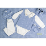 Kit Saída Maternidade Completa Menino 7 Peças Tamanho RN Azul Celeste - Imagem 4