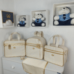 Bolsa Maternidade Feminino e Masculino Kit 2 Bolsas + Mochila + Trocador Rubi Creme - Imagem 2