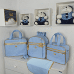 Bolsa Maternidade Feminino e Masculino Kit 2 Bolsas + Mochila + Trocador Rubi Azul Bebê