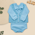 Conjunto Saida Maternidade Completa Recem Nascido Menino 7 peças Azul Liso - Imagem 3