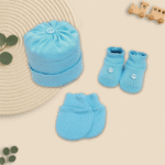 Conjunto Saida Maternidade Completa Recem Nascido Menino 7 peças Azul Liso - Imagem 5