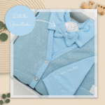 Conjunto Saida Maternidade Completa Recem Nascido Menino 7 peças Azul Liso - Imagem 4