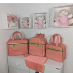 Bolsa Maternidade Feminino e Masculino Kit 2 Bolsas + Mochila + Trocador Rubi Salmon