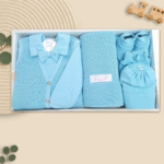 Conjunto Saida Maternidade Completa Recem Nascido Menino 7 peças Azul Liso - Imagem 6