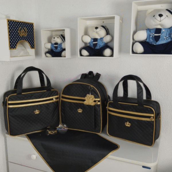 Bolsa Maternidade Feminino e Masculino Kit 2 Bolsas + Mochila + Trocador Rubi Preta