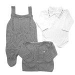 Kit Saida Maternidade Menino P Tricot 4 Peças 1 a 3 Meses Cinza - Imagem 4