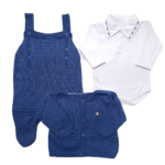 Kit Saida Maternidade Menino P Tricot 4 Peças 1 a 3 Meses Jeans - Imagem 3