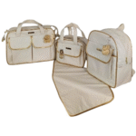 Kit Bolsa Maternidade com Mochila e Trocador 4 Peças Impermeável Mommy Creme - Imagem 2