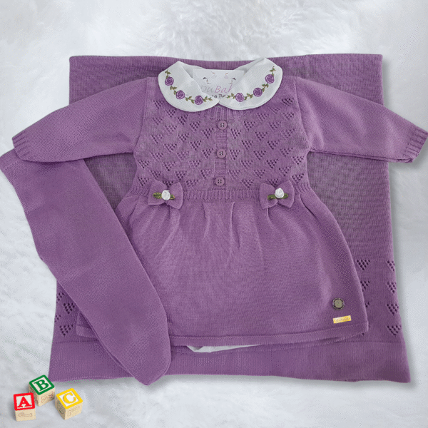Conjunto Roupa Bebê Menina Saida Maternidade P 4 Peças 1 a 3 Meses Lavanda