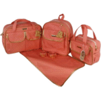Kit Bolsa Maternidade com Mochila e Trocador 4 Peças Impermeável Mommy Salmon - Imagem 2