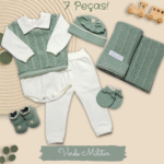 Conjunto Saida Maternidade Completa Recem Nascido Menino 7 peças Verde Militar