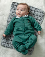 Kit Saida Maternidade Menino P Tricot 4 Peças 1 a 3 Meses Verde Esmeralda - Imagem 3