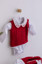 Kit Saída Maternidade Completa Menina 7 Peças Tamanho RN Vermelha - Imagem 6