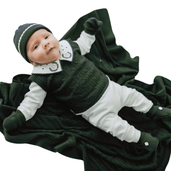 Kit Saída Maternidade Completa Menino 7 Peças Tamanho RN Verde Escuro