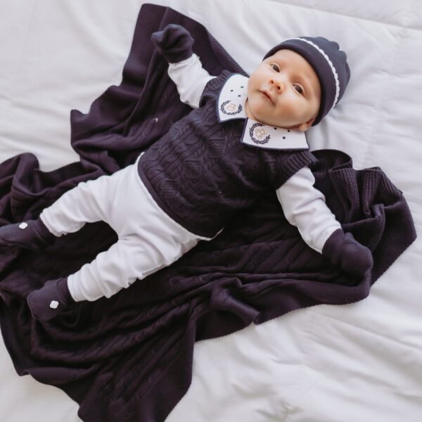 Kit Saída Maternidade Completa Menino 7 Peças Tamanho RN Marinho