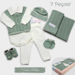 Conjunto Saida Maternidade Completa Recem Nascido Menino 7 peças Verde Militar - Imagem 7