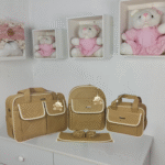 Kit Bolsa Maternidade com Mochila e Trocador 4 Peças Impermeável Mommy Gengibre