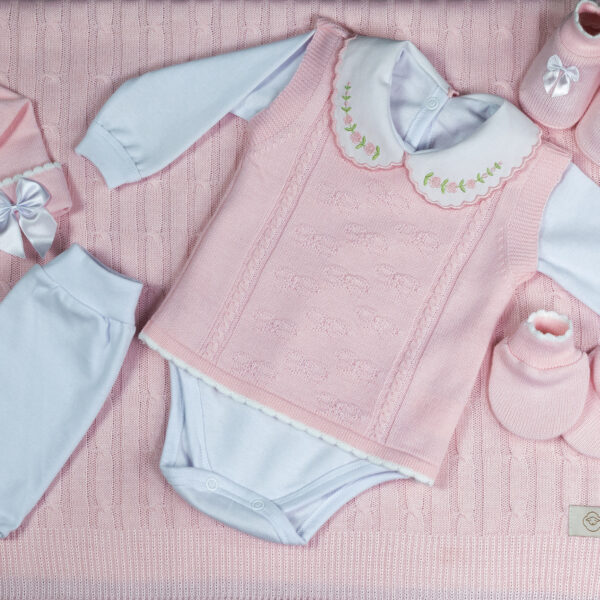 Kit Saída Maternidade Completa Menina 7 Peças Tamanho RN Rosa