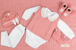 Kit Saída Maternidade Completa Menina 7 Peças Tamanho RN Rosa Chique