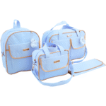 Kit Bolsa Maternidade com Mochila e Trocador 4 Peças Impermeável Mommy Azul Bebê