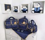 Kit Bolsa Maternidade com Mochila e Trocador 4 Peças Impermeável Mommy Marinho