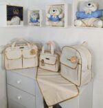 Kit Bolsa Maternidade com Mochila e Trocador 4 Peças Impermeável Mommy Creme
