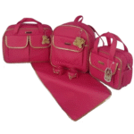 Kit Bolsa Maternidade com Mochila e Trocador 4 Peças Impermeável Mommy Pink