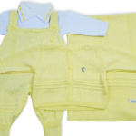 Kit Saida Maternidade Menino P Tricot 4 Peças 1 a 3 Meses Amarelo - Imagem 2