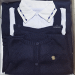 Kit Saida Maternidade Menino P Tricot 4 Peças 1 a 3 Meses Azul Marinho - Imagem 2