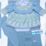 Kit Saída de Maternidade Menina Tricot Conjunto Recem Nascido Princesa Azul