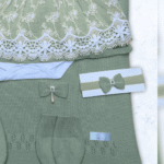 Kit Saída de Maternidade Menina Tricot Conjunto Recem Nascido Princesa Verde Maré - Imagem 4