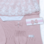 Kit Saída de Maternidade Menina Tricot Conjunto Recem Nascido Princesa Rosa Bebê - Imagem 4