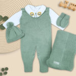 Saída Maternidade Completa Tam P 1 a 3 meses Bordado Leão Tricot