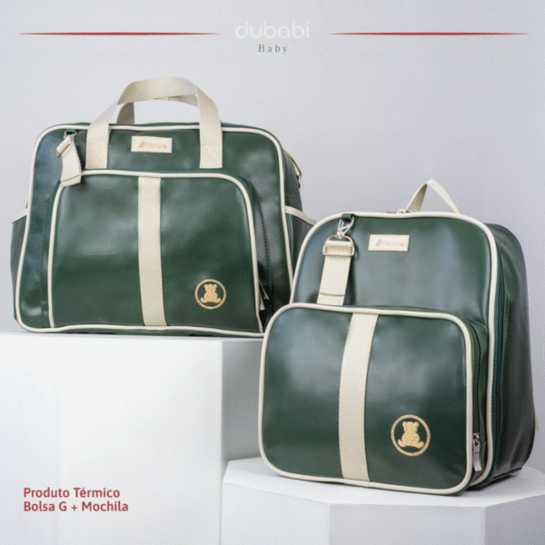 Kit Bolsa de Maternidade e Mochila Térmica Verde Luxo – Grande Espaço, Acompanha Trocador (cópia)