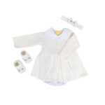 Kit Vestidinho Saída Maternidade Menina com Sapatinho e Tiara – Tamanho RN até 1m - Imagem 8