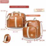 Kit Bolsa de Maternidade e Mochila Térmica Caramelo Luxo – Grande Espaço, Acompanha Trocador - Imagem 2