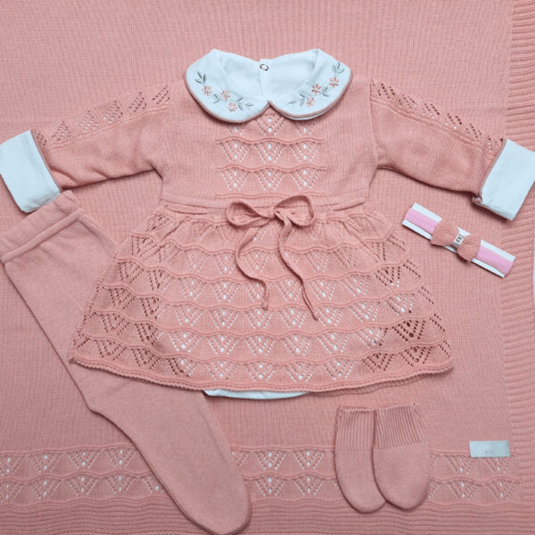 Conjunto Saída de Maternidade Tricot Luxo 6 Peças – Tamanho P (1 a 3 meses)